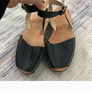 Women's Black Leather Sandals